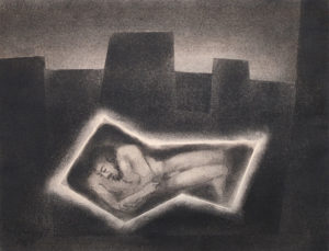Paul Dahlquist (WA), "Cave Dweller" charcoal on paper, 1981