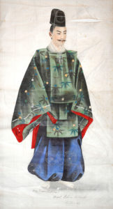Japanese courtier, gouache on silk; late Qing, inked salutation notes Hankou, China 1906