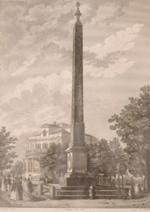 Domenico Amici, "Obelisco Aureliano" copper engraving of the Pinciano obelisk, 1840
