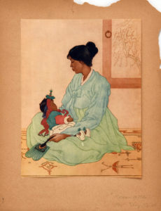 Elizabeth Keith (UK), "Korean Mother" lithograph, pencil signed