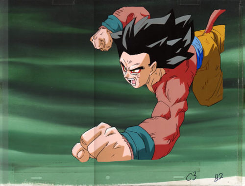 GT, SSJ4 Goku. B2, C3 pan cel with watercolor background